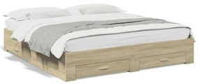 vidaXL Estrutura de cama c/ gavetas derivados madeira carvalho sonoma