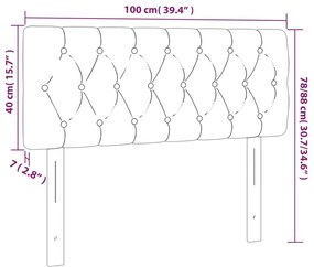 Cabeceira cama c/ luzes LED tecido 100x7x78/88cm cinza-escuro