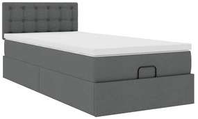 Estrutura cama otomana colchão 90x190 cm tecido cinzento escuro