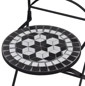 Conjunto bistrô azulejos de cerâmica 3 pcs preto e branco