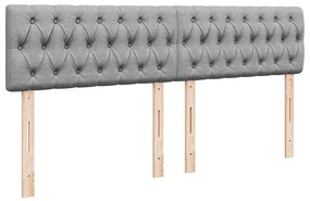 Cama com molas/colchão 200x200 cm tecido cinza-claro