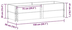 Vaso/floreira para jardim 150x50 cm pinho maciço castanho