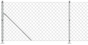 Cerca de arame com flange 0,8x10 m prateado