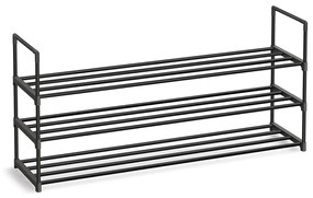 SONGMICS Sapateira de 3 níveis, organizador de sapatos, prateleira de metal, acomoda de 15 a 18 pares de sapatos, prateleira empilhável para sapatos, para corredor, sala de estar, quarto, 116 x 30 x 55 cm, preto LSA033B01