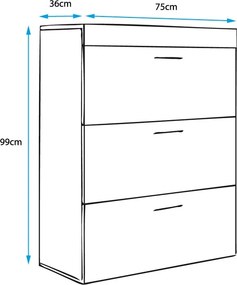 Cómoda "Dinora" - 75x99x36 cm - Branco - Melamina Brilhante - Design M