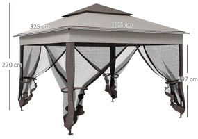 Tenda Dobrável Exterior 325x325x270 cm Tenda de Jardim com Teto Duplo