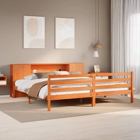 vidaXL Cama com estante sem colchão 180x200 cm pinho maciço