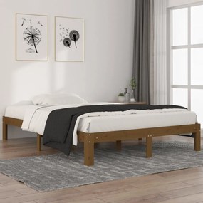 vidaXL Estrutura de cama 140x200 cm pinho maciço castanho mel