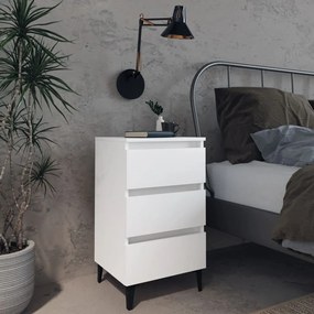 vidaXL Mesa de cabeceira c/ pernas em metal 40x35x69 cm branco