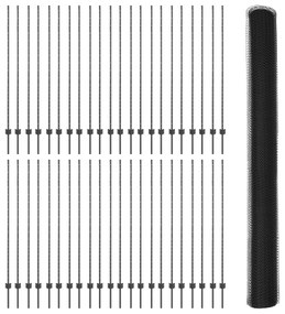 Postes de Cerca vidaXL 22 pcs U-Channel Cinza 160 cm Aço