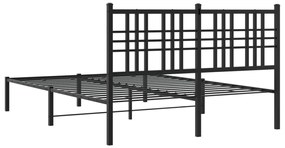 Estrutura de cama com cabeceira 120x190 cm metal preto