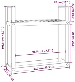 Suporte para lenha 110x35x108,5 cm pinho maciço cinza