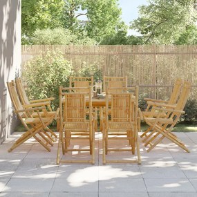 vidaXL Cadeiras de jardim dobráveis 8 pcs 53x66x99 cm bambu