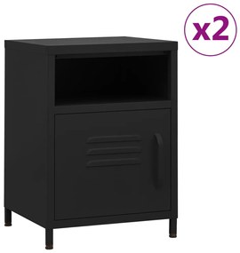 vidaXL Mesas de cabeceira 2 pcs 35x35x51 cm aço preto