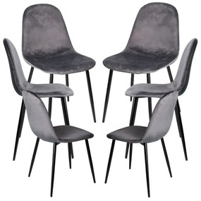 Pack 6 Cadeiras Teok Black Veludo - Cinza escuro
