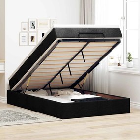 Estrutura de cama otomana com colchão preto 120x190 cm tecido