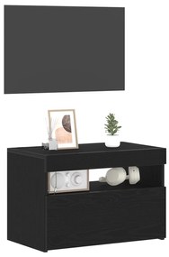 Móvel de TV vidaXL com Luzes LED Carvalho Preto 60x35x40 cm em Madeira