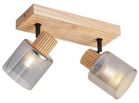 Foco Inteligente Madeira com Vidro Fumado 2-Luzes Rotativo e Inclinável incl. WiFi G45 - Gracy