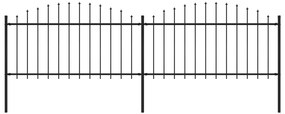 Cerca de jardim com topo em lanças (1,25-1,5)x3,4 m aço preto