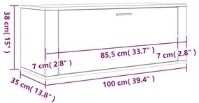 Sapateira de parede 100x35x38 cm derivados madeira cinza sonoma