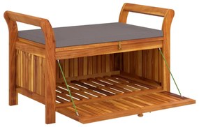 Banco de arrumação p/ jardim c/ almofadão 91 cm acácia maciça