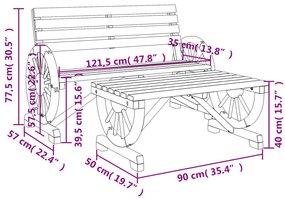 2 pcs conjunto lounge de jardim madeira de abeto maciça