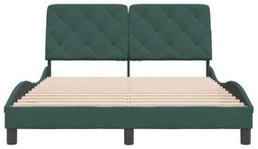Estrutura de cama sem colchão 140x200 cm veludo verde-escuro