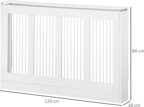 Cobertura para Radiador em MDF com Ripas e Prateleira para Sala e Quarto 120x18x84 cm Branco