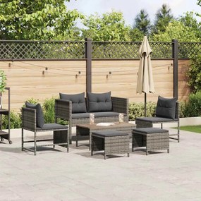 vidaXL Conjunto de Sofá de Jardim com 6 Peças e Almofadas em Rattan Poli Cinza