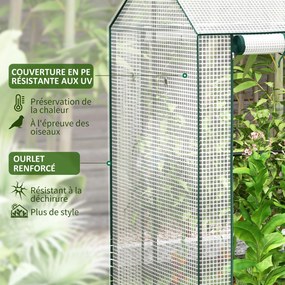 Estufa de jardim com 2 compartimentos e 2 portas enroláveis - 0,8 m² Estufa para tomates com dimensões 1,0 m (C) x 0,8 m (L) x 1,5 m (A), aço e PE bra