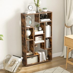 Estante geométrica aberta com kits antiderrapantes para sala de estar 70 x 20 x 120 cm castanho