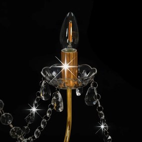 Lustre com contas lâmpadas 8 x E14 dourado