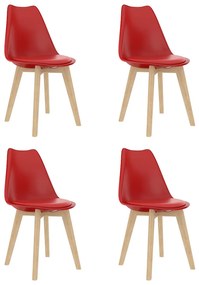 vidaXL Cadeiras de jantar 4 pcs plástico vermelho