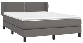Cama com molas/colchão 140x190 cm couro artificial cinzento
