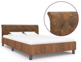 vidaXL Estrutura de cama 140x200 cm camurça artificial castanho