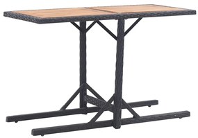vidaXL Mesa de jardim madeira de acácia maciça e vime PE preto