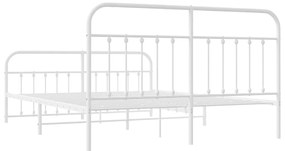 Estrutura de cama com cabeceira e pés 183x213 cm metal branco