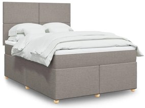 vidaXL Cama com molas/colchão 160x200 cm tecido castanho-acinzentado