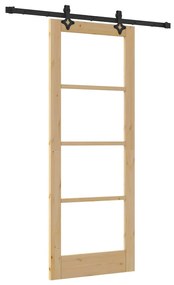 Conjunto de Porta Deslizante vidaXL com Ferragens 78x202 cm Madeira de