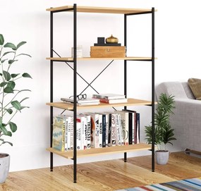 Unidade com 4 prateleiras 80x40x130 cm preto/cor de carvalho