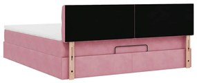 Estrutura de cama otomana com colchão 180x200 cm veludo rosa