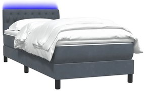 Cama com molas/colchão cinza-escuro 90x210 cm veludo