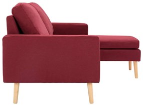 Sofá de 3 lugares com apoio de pés tecido vermelho tinto