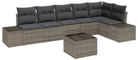 Kit de Sofá de Jardim 6 Peças com Almofadas Pretas de Rattan Sintético