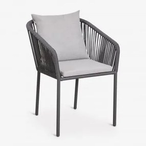 Pack De 2 Cadeiras De Jantar Com Braços Em Corda Trançada Arhiza Classic Cinza Grafito - Sklum