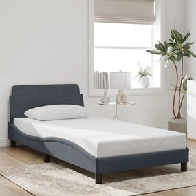 Estrutura de cama sem colchão 100x200 cm veludo cinzento-escuro