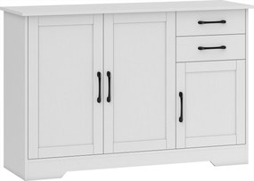 HOMCOM Aparador para Sala 3 Portas 2 Gavetas com Prateleira Ajustável 120x38x79 cm Branco | Aosom Portugal