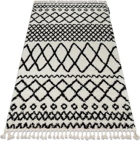 Tapete PROMO BERBER SAFI N9040 branco/preto Franjas berbere marroquino shaggy
