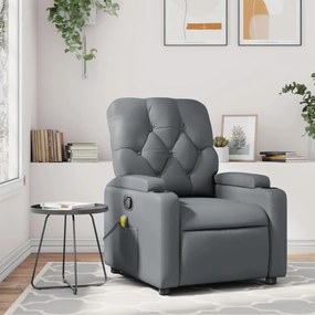 vidaXL Poltrona de massagens reclinável couro artificial cinzento