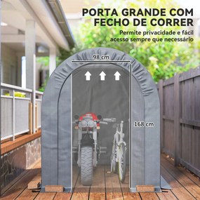 Abrigo de Jardim para Bicicletas com Estrutura em Aço, Porta com Fecho, Impermeável 2,4x1,6x1,9 m Cinzento Claro